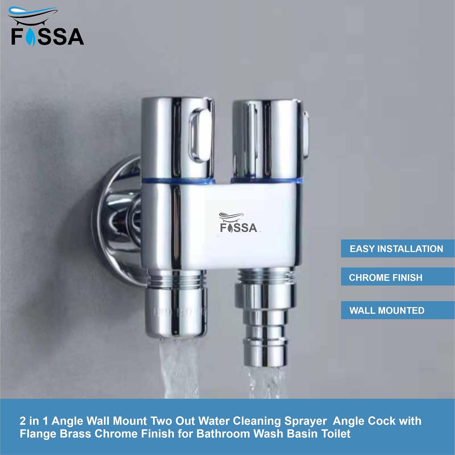 2 in 1 Brass Angle cock  Silver For Use multi Purpose