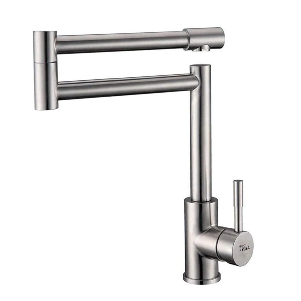 Fossa Zig Zag Stainless Steel Deck Mounted Folding Kitchen Faucet, 304 Stainless Steel Single Handle with 360 Rotating Spout with Pure Water Cold and Hot Modern Drinking Faucet
