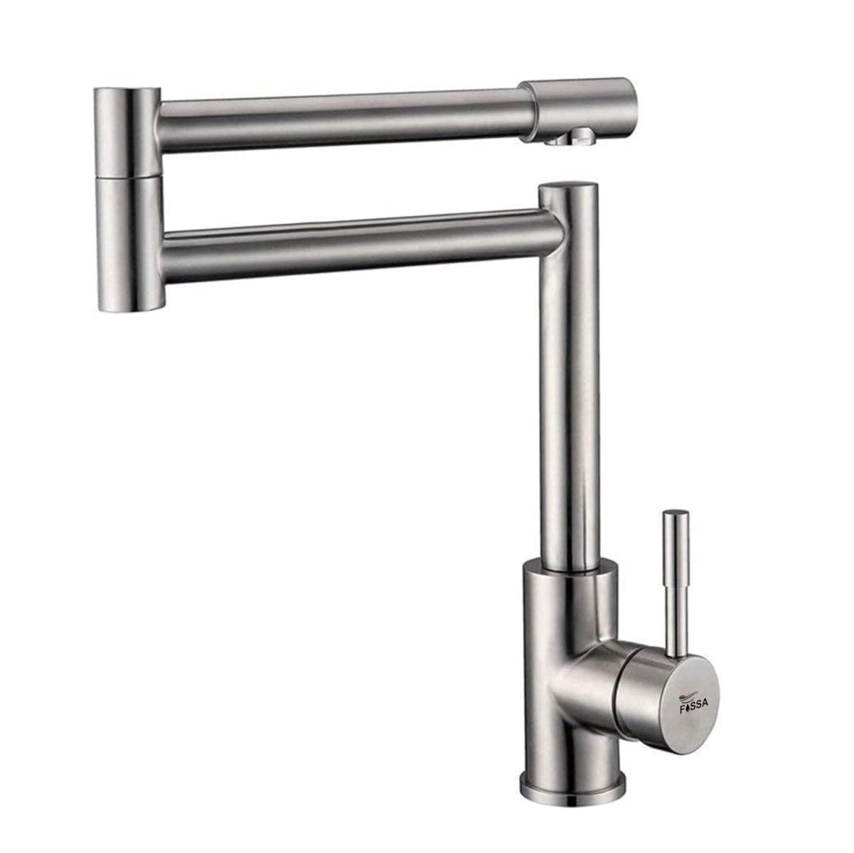Fossa Zig Zag Stainless Steel Deck Mounted Folding Kitchen Faucet, 304 Stainless Steel Single Handle with 360 Rotating Spout with Pure Water Cold and Hot Modern Drinking Faucet