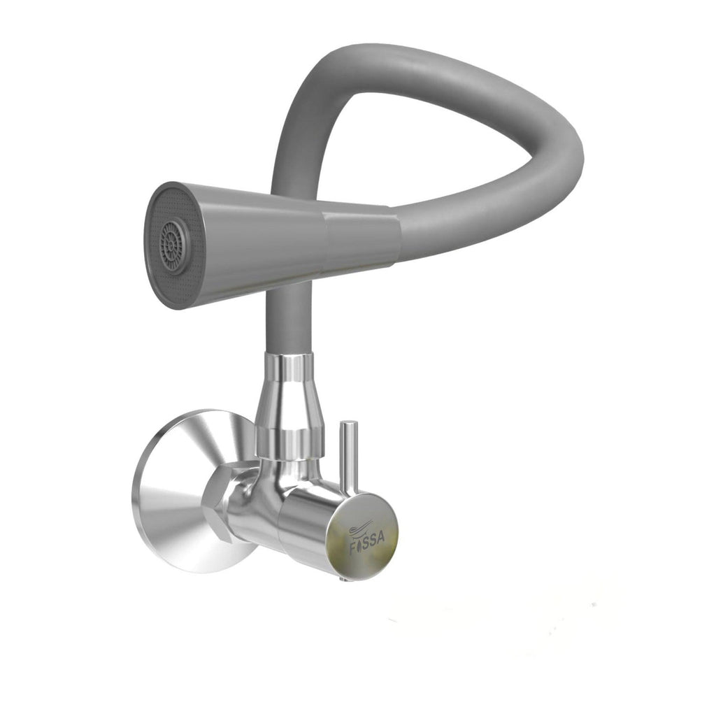 Fossa Brass Sink Cock with Dual Flow Kitchen Faucet with Flexible Swivel Spout (Grey)